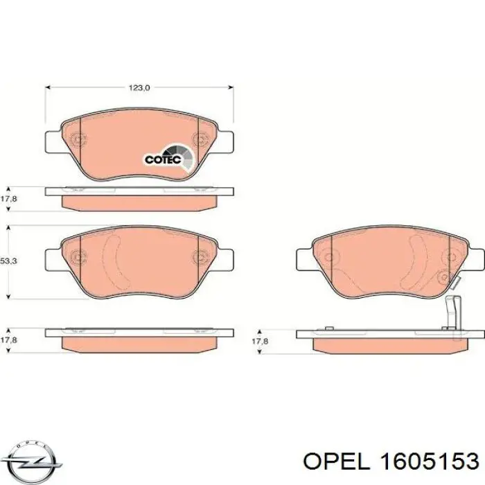 1605153 Opel Колодки передние