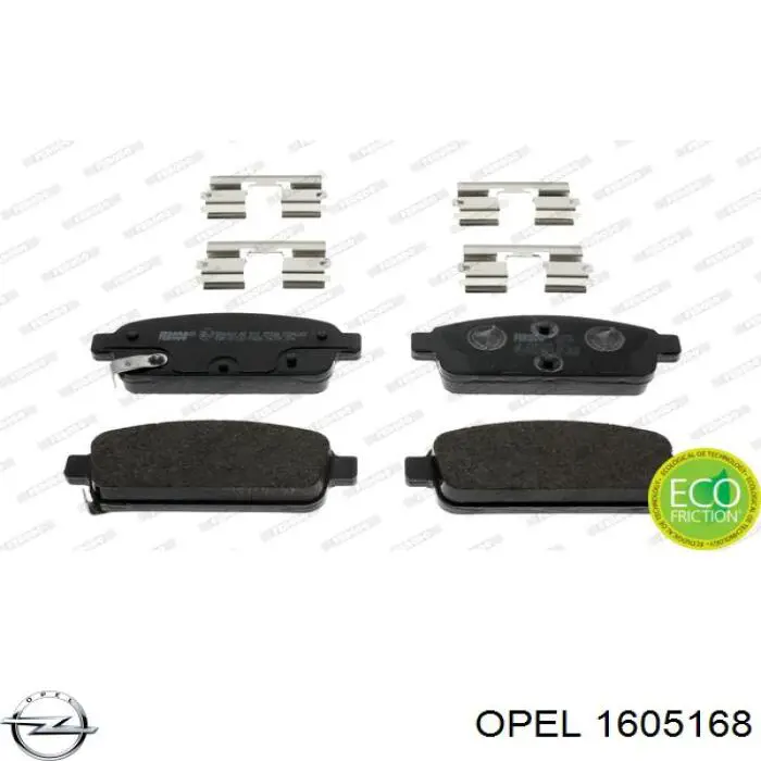 Купить 1605168 Opel Колодки тормозные задние, дисковые