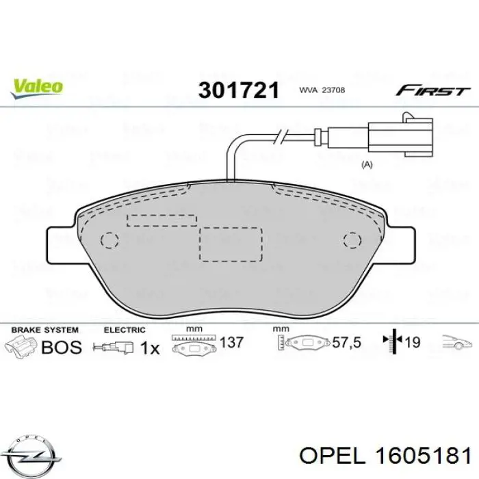 Колодки Opel 1605181 цена, от 17.32 USD