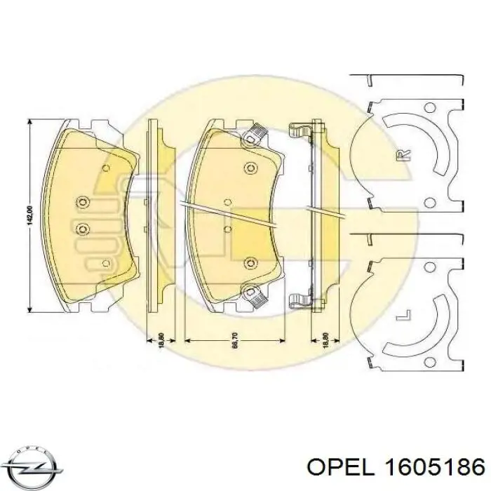 Колодки Opel 1605186 цена, от 1004.59 UAH