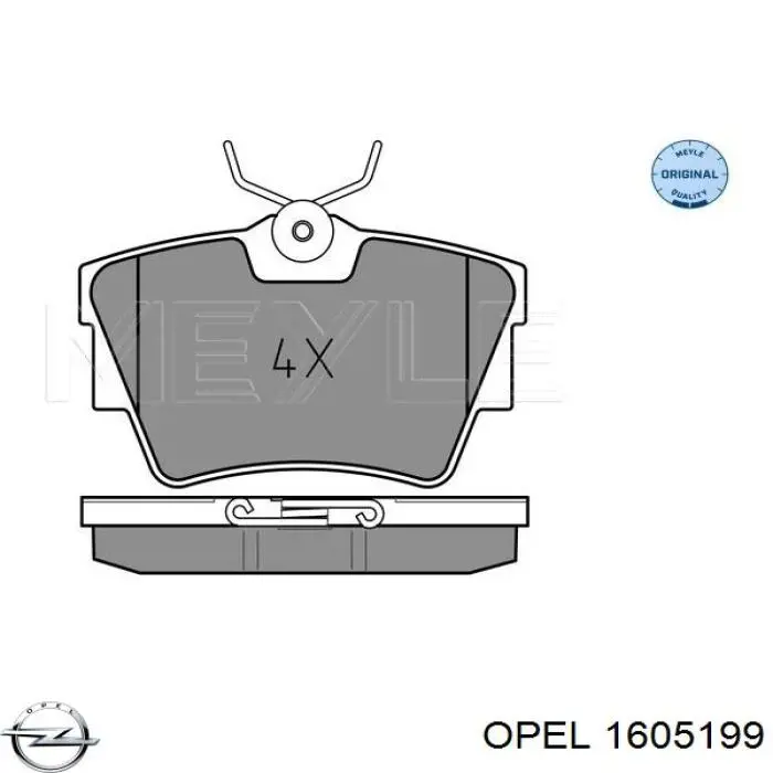 Купить 1605199 Opel Колодки тормозные задние, дисковые
