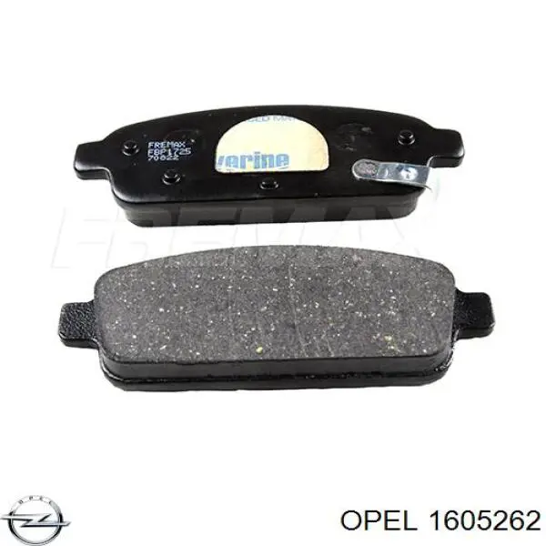 Задние тормозные колодки 1605262 Opel
