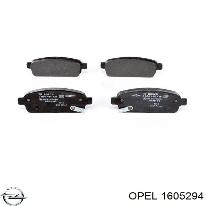 Купить 1605294 Opel Колодки тормозные задние, дисковые