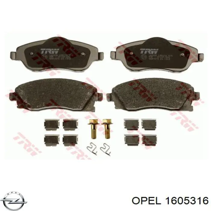 1605316 Opel колодки тормозные передние дисковые