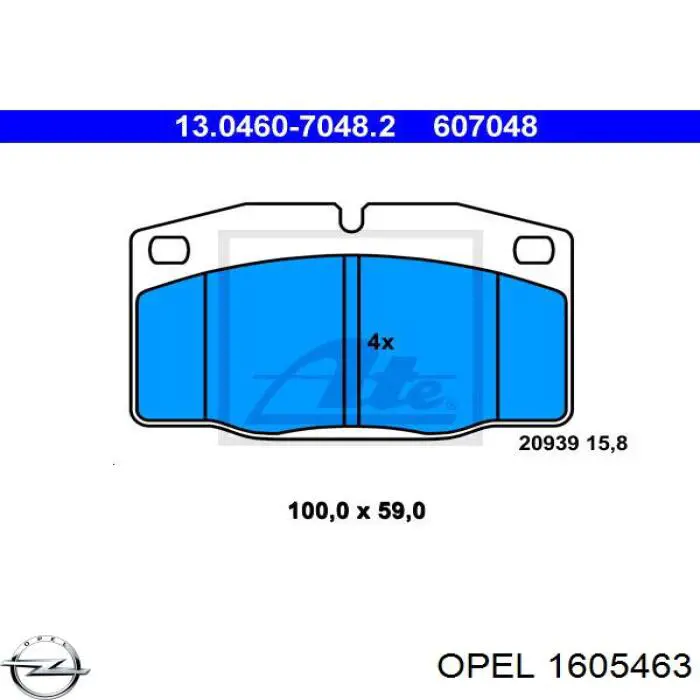 1605463 Opel передние тормозные колодки