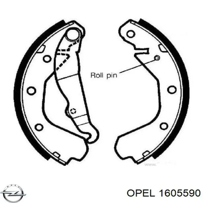 Купить 1605590 Opel Задние барабанные тормозные колодки