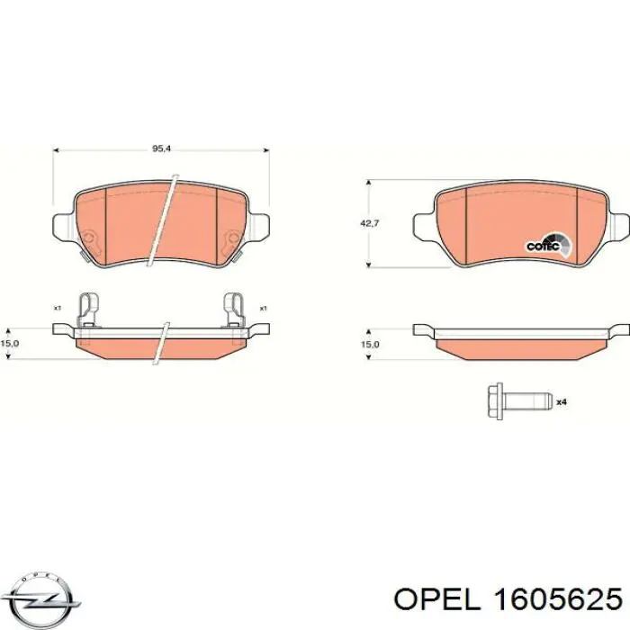 Колодки дисковые  Opel 1605625 цена, от 16.87 USD