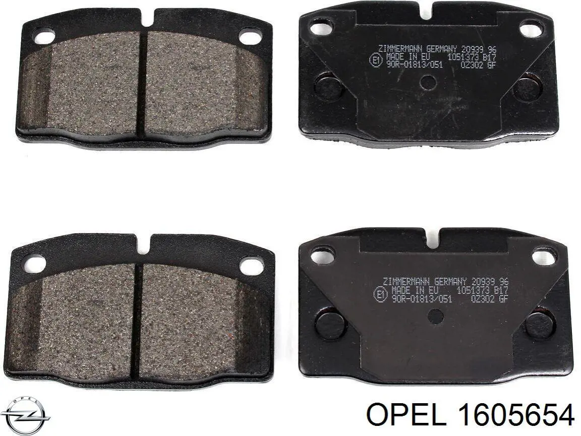 Передние тормозные колодки 1605654 Opel