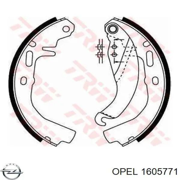 Задние барабанные колодки 1605771 Opel