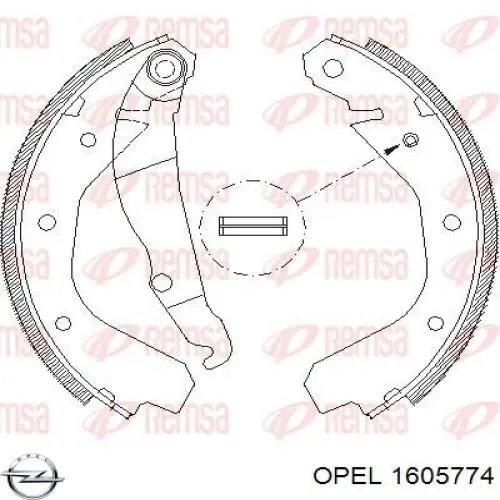 Задние барабанные колодки 1605774 Opel