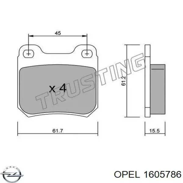 Купить 1605786 Opel Колодки тормозные задние, дисковые