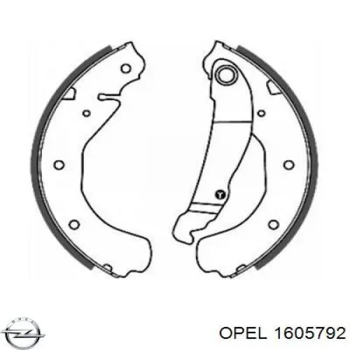 1605792 Opel колодки тормозные задние барабанные