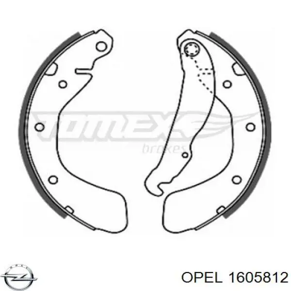 1605812 Opel колодки тормозные задние барабанные