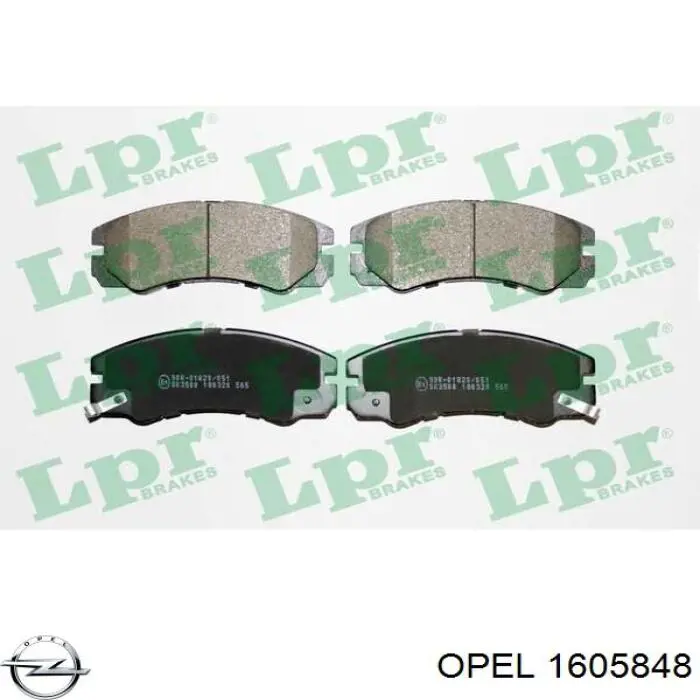 Передние тормозные колодки 1605848 Opel