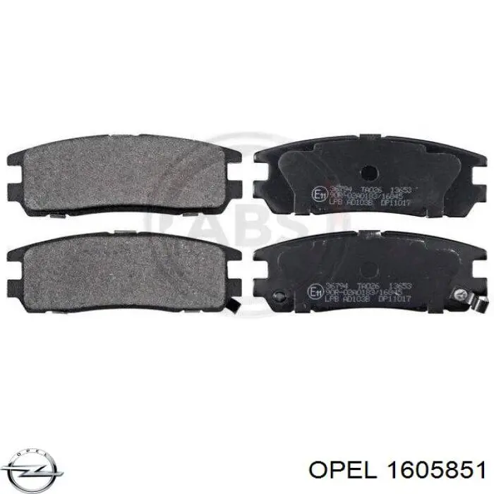Задние тормозные колодки 1605851 Opel