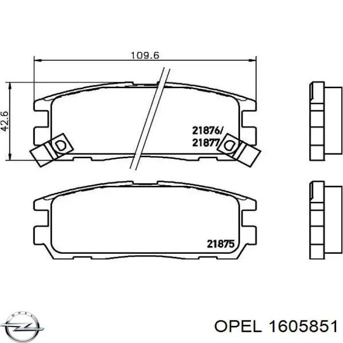 1605851 Opel колодки тормозные задние дисковые