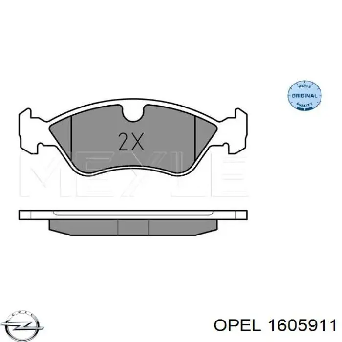 1605911 Opel колодки тормозные передние дисковые