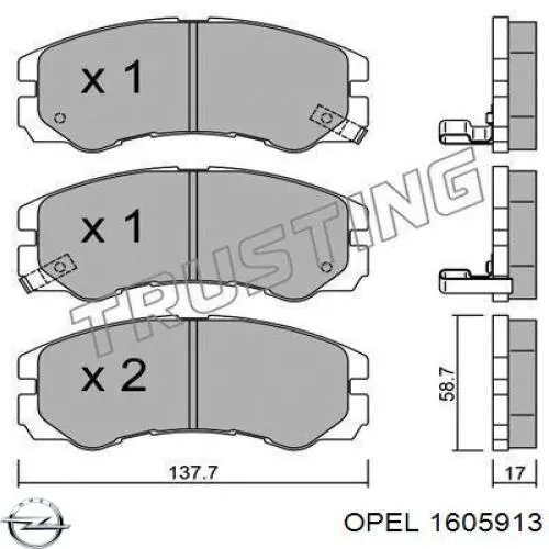 Колодки Opel 1605913 цена, от 18.62 USD