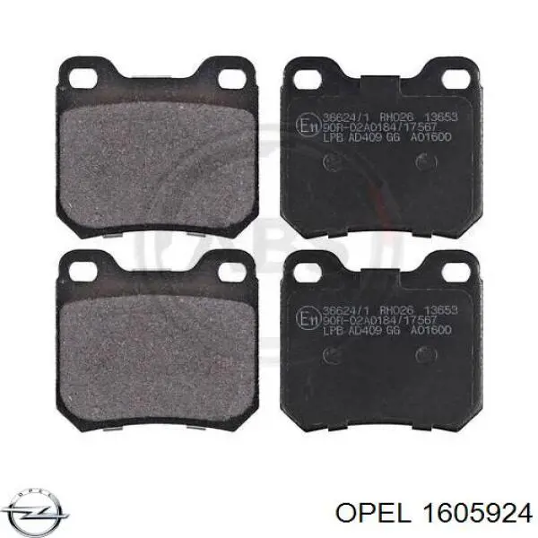 1605924 Opel задние тормозные колодки