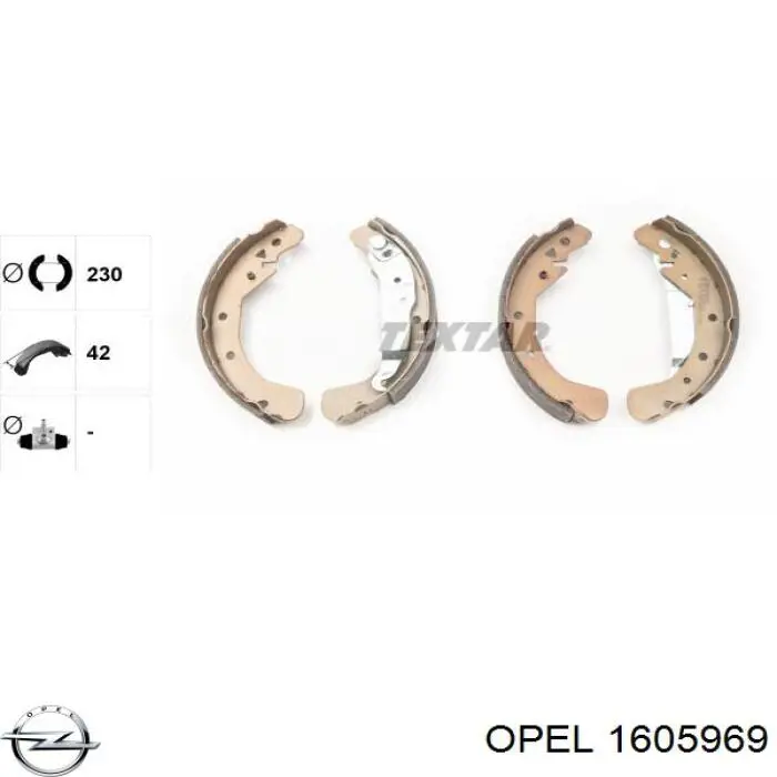 Купить 1605969 Opel Задние барабанные тормозные колодки