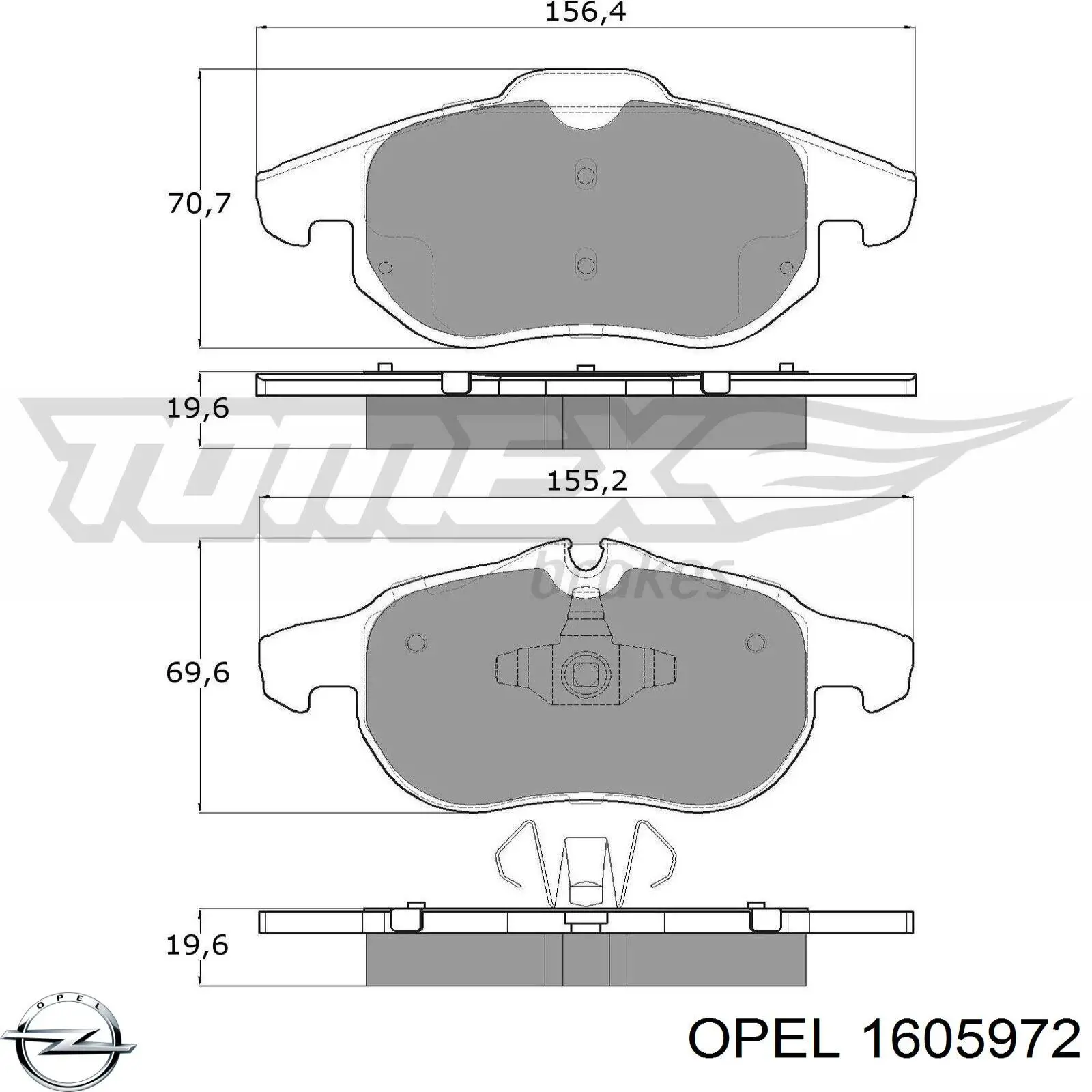 1605972 Opel колодки тормозные передние дисковые