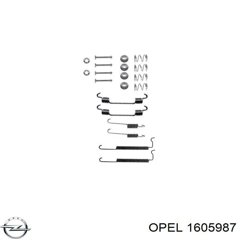 Монтажный комплект задних барабанных колодок 1605987 Opel