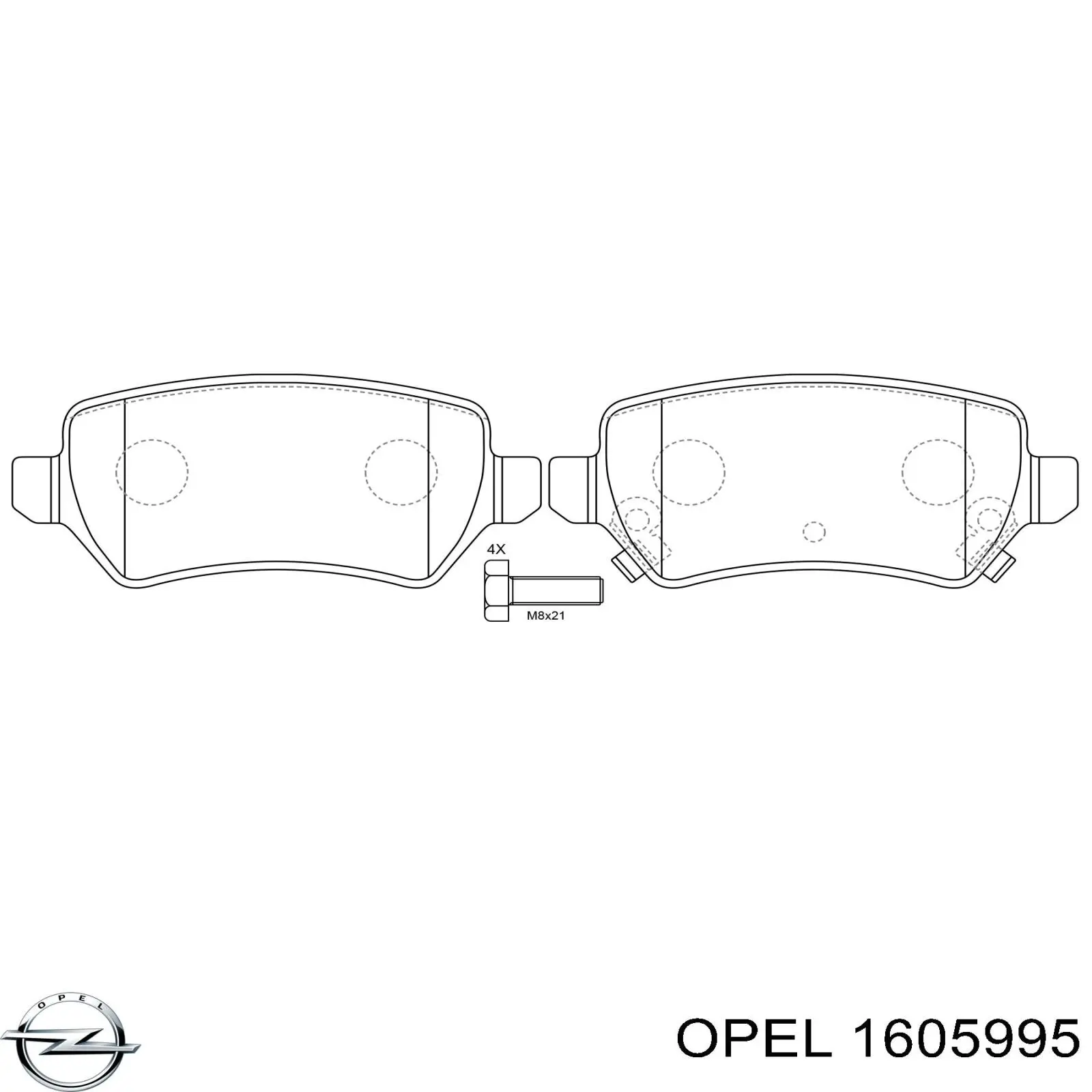 Задние дисковые колодки Opel 1605995