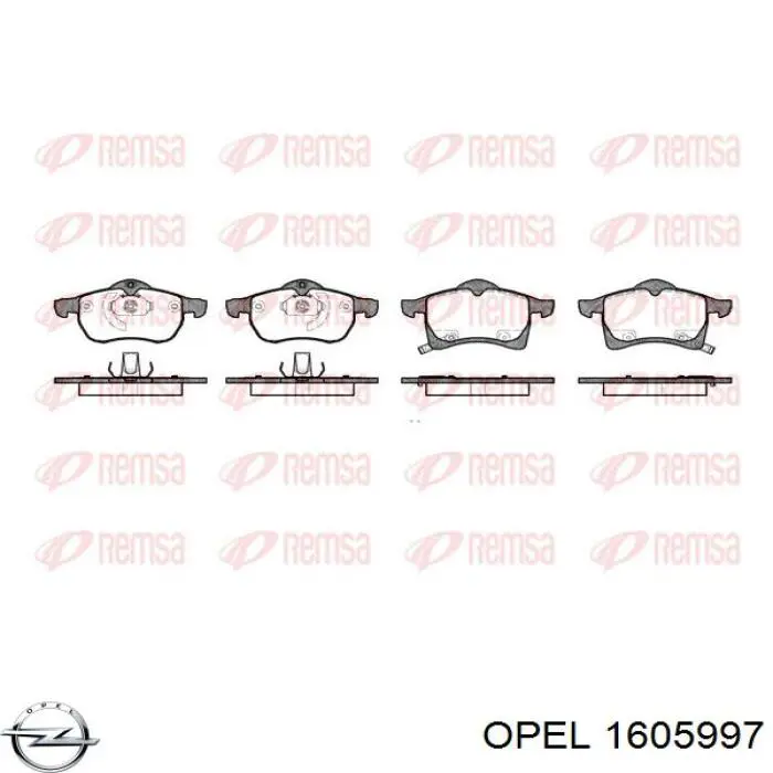 1605997 Opel передние тормозные колодки