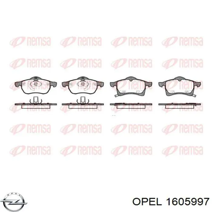 Передние тормозные колодки 1605997 Opel