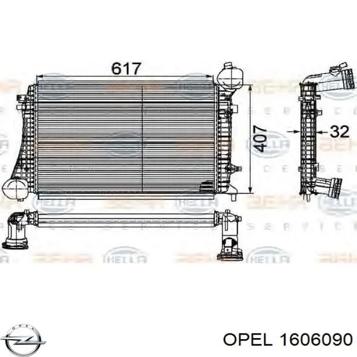 Вкладыши коленвала коренные, комплект, 1-й ремонт (+0,25) 1606090 Opel