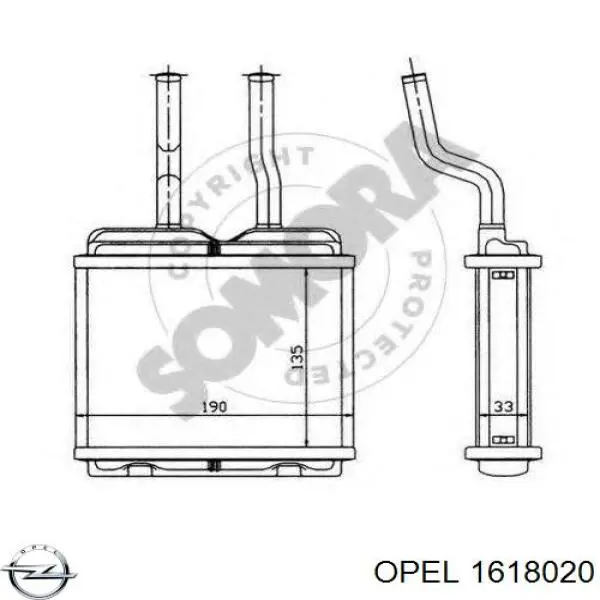 Купить 1618020 Opel Радиатор печки