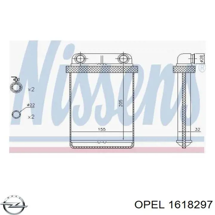 1618297 Opel radiador de forno (de aquecedor)