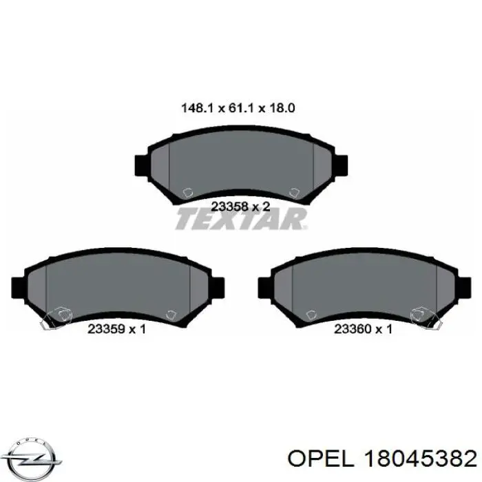 Купить 18045382 Opel Колодки тормозные
