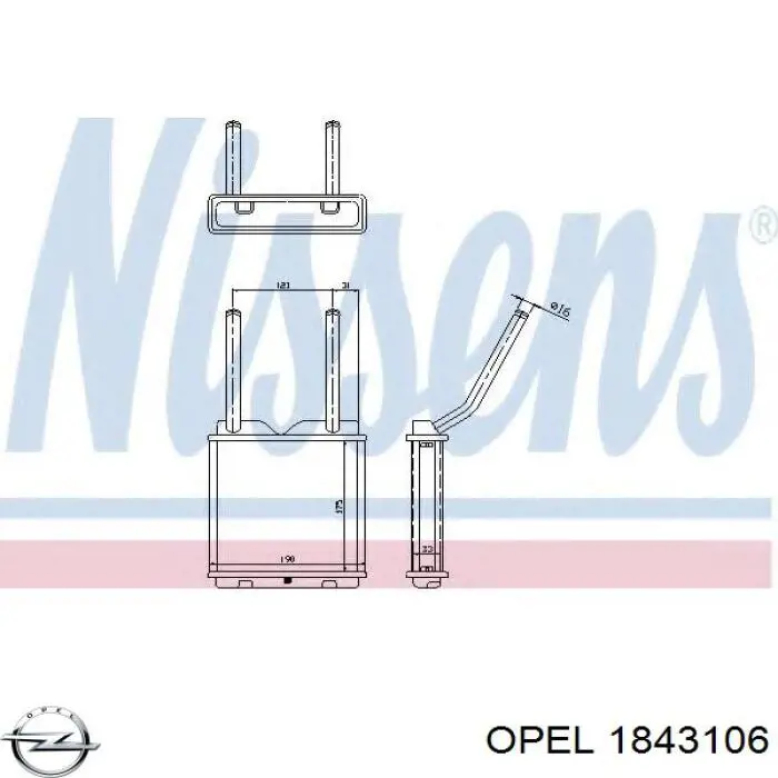 1843106 Opel радиатор печки