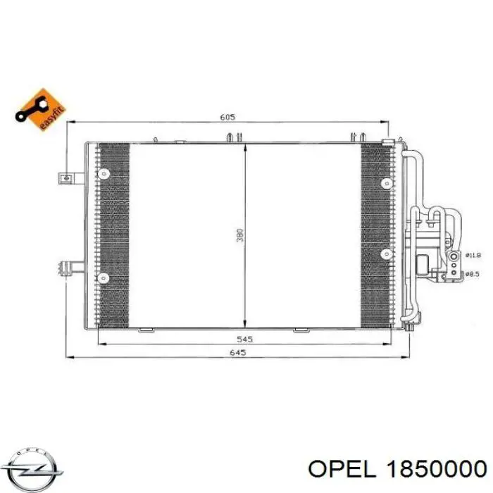 Радиатор кондиционера 1850000 Opel