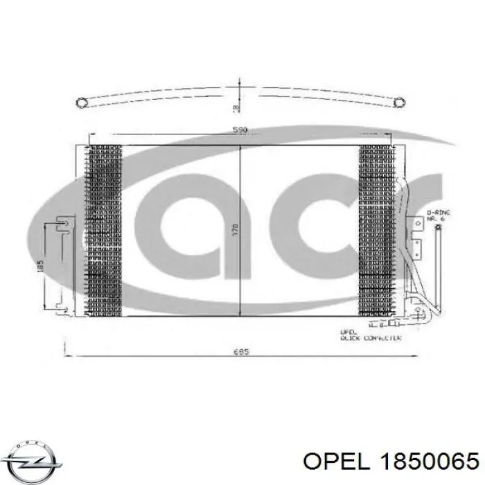 Конденсатор кондиционера Opel 1850065 цена, от 69.02 USD