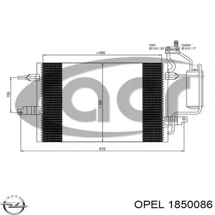 Конденсатор кондиционера Opel 1850086 цена, от 75.61 USD