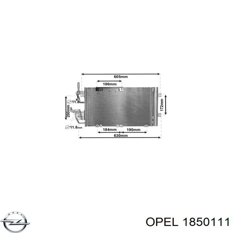 Радиатор охлаждения кондиционера Opel 1850111