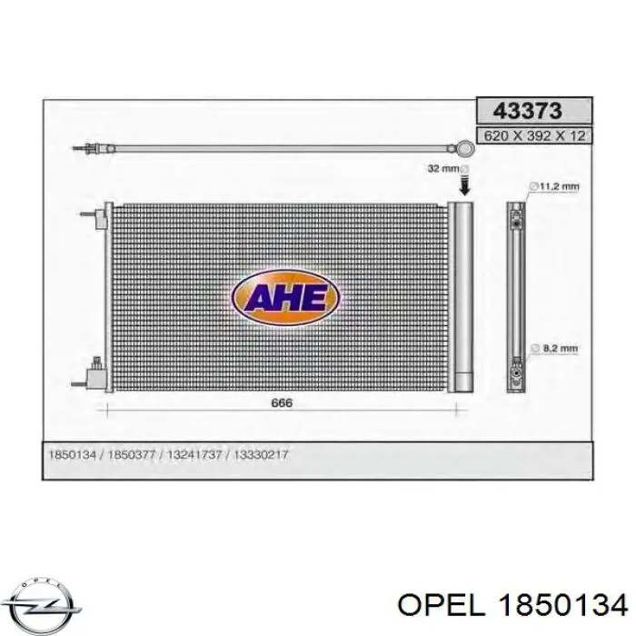 Condensador aire acondicionado 1850134 Opel