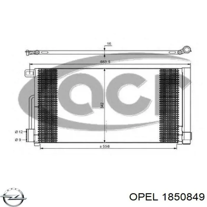 Конденсатор кондиционера Opel 1850849 цена, от 58.02 USD