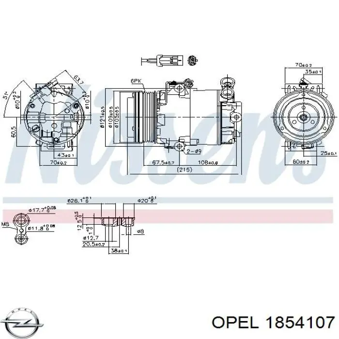 Компрессор кондиционера 1854107 Opel