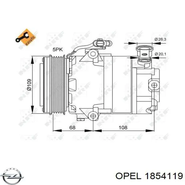 Купить 1854119 Opel Компрессор климатической установки