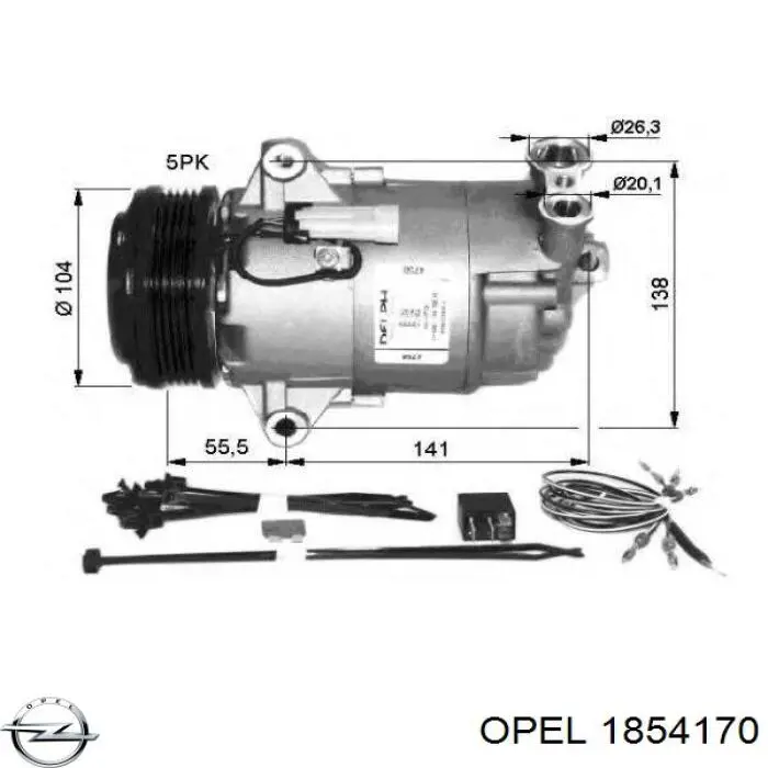 Компрессор кондиционера 1854170 Opel