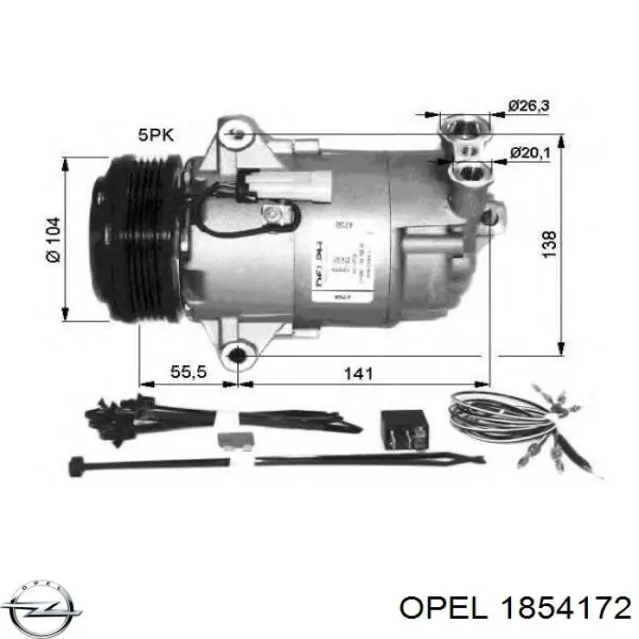 Компрессор кондиционера 1854172 Opel