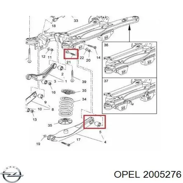 Болт крепления заднего нижнего рычага, внутренний 2005276 Opel