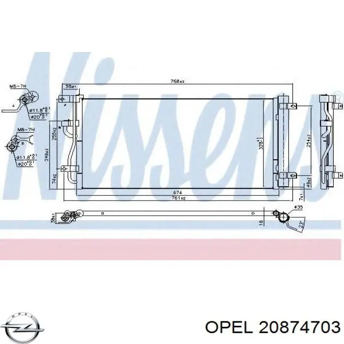 20874703 Opel radiador de aparelho de ar condicionado