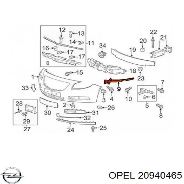 Направляющая переднего бампера правая 1406286 Opel