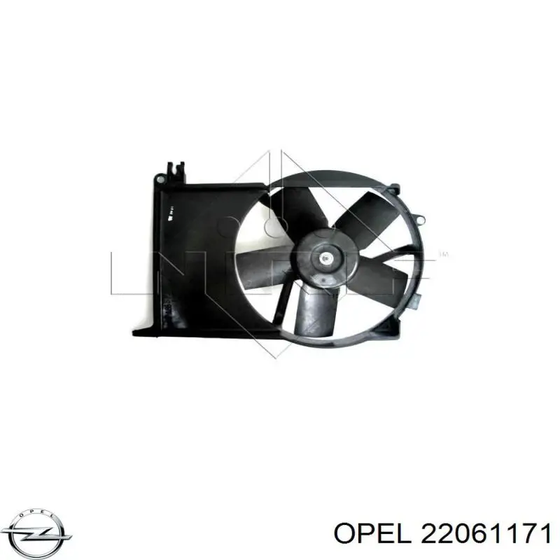 Купить 22061171 Opel Диффузор вентилятора в сборе с мотором и крыльчаткой