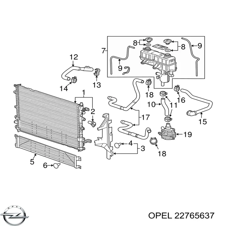 22765637 Opel radiador de esfriamento de motor