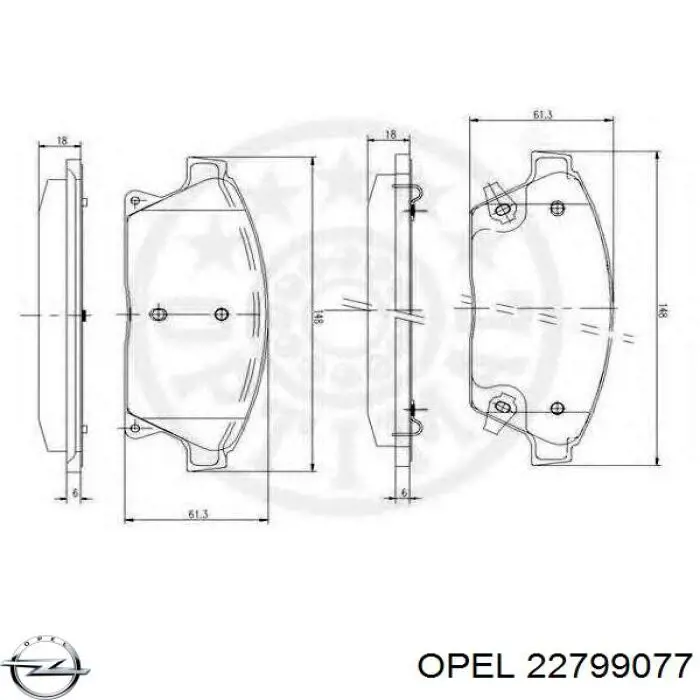 Тормозные колодки Opel 22799077